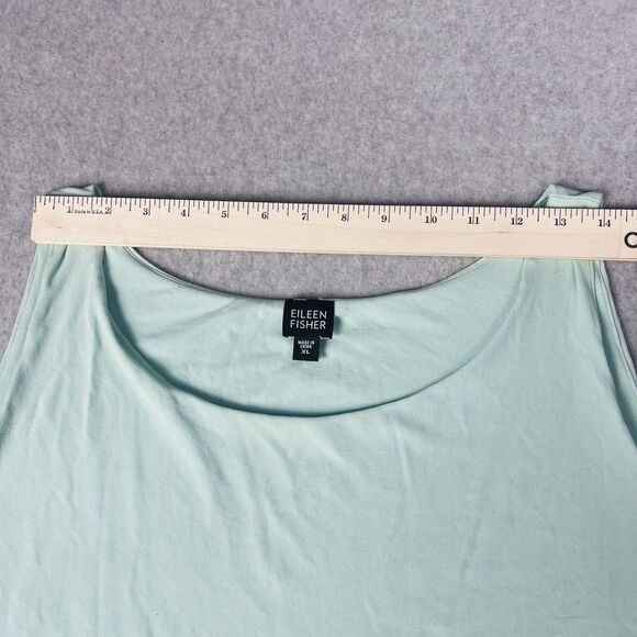 Eileen Fisher Tank Top Womens XL Blue Green Silk Sleeveless Round Neck Blouse - Picture 5 of 15